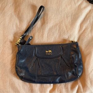 Coach Dark Blue Leather Wristlet